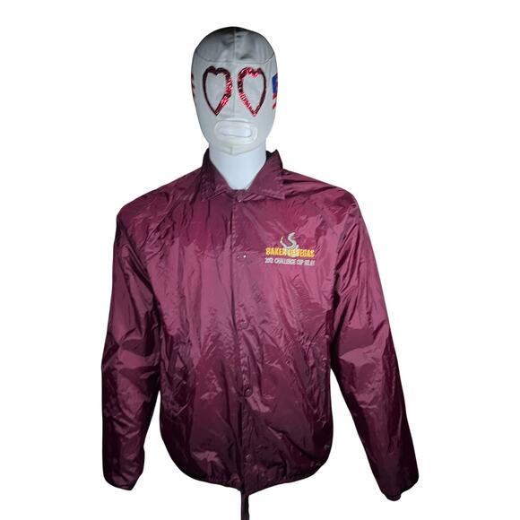 Baker to Vegas XL Vintage Windbreaker Jacket Burgundy 2010s Athletic Event - Picture 1 of 3